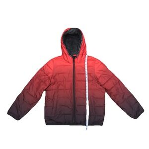 Abercrombie Kids Boys 15/16 Orange Hooded Puffer Winter Jacket Fleece Lined